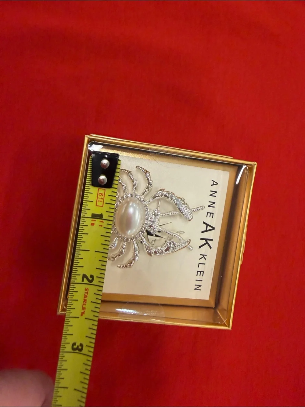Anne Klein Silver-Tone Crab Brooch with Central Pearl